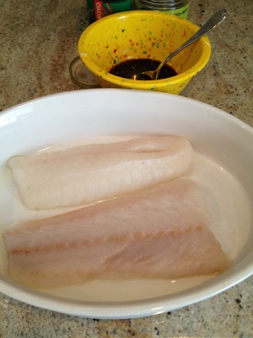 Baked honey marinated cod